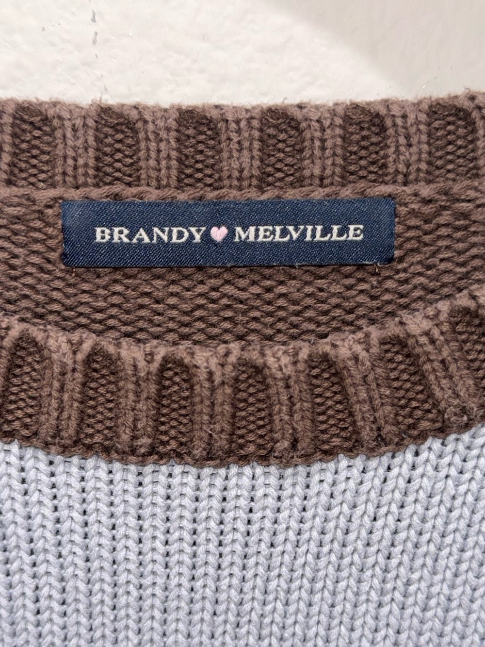 Brandy Melville Brown Blue Striped Oversized Cotton Sweater One Size OS - Picture 5 of 6
